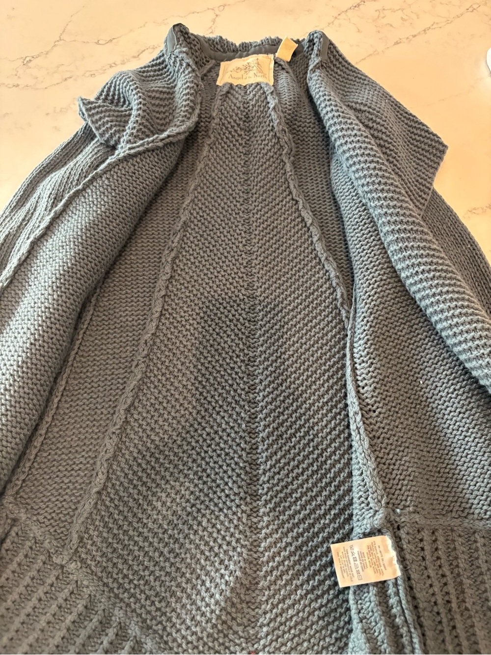 Angel Of The North Slate Blue Ruffled Open-Front Cardigan CT - Picture 7 of 11